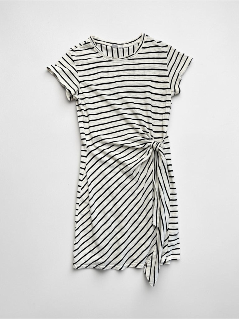 GAP Striped Side Tie T-Shirt Dress Size M Black White Short Sleeve Casual Mini